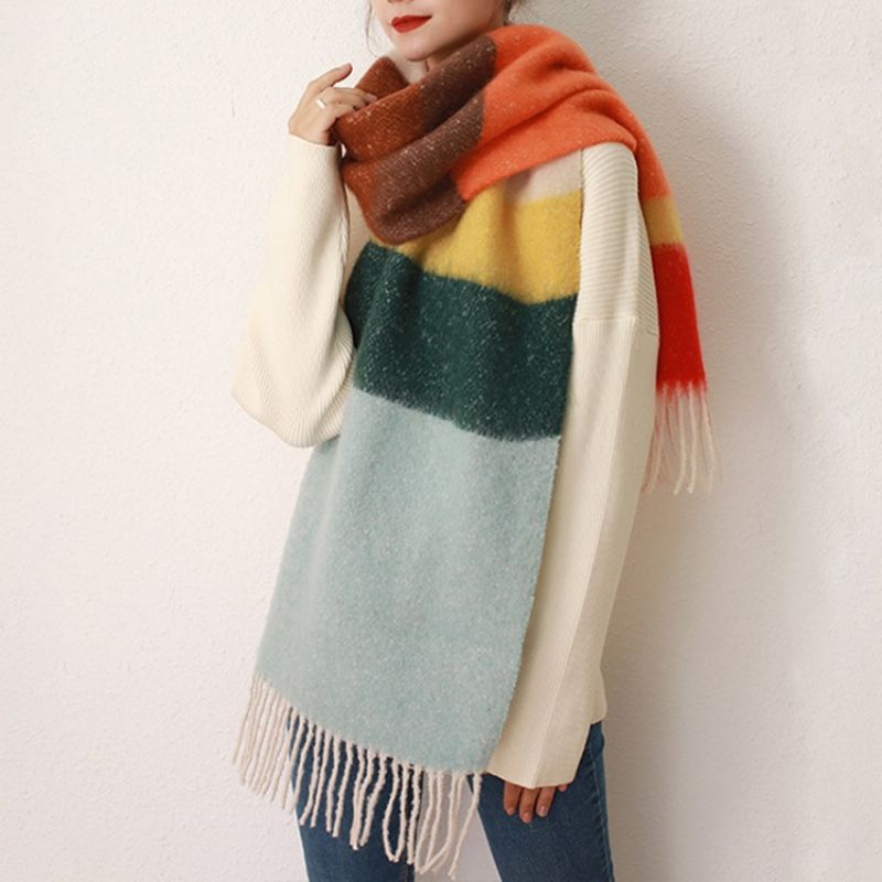 Tassel Ladylike Color Block Huivit