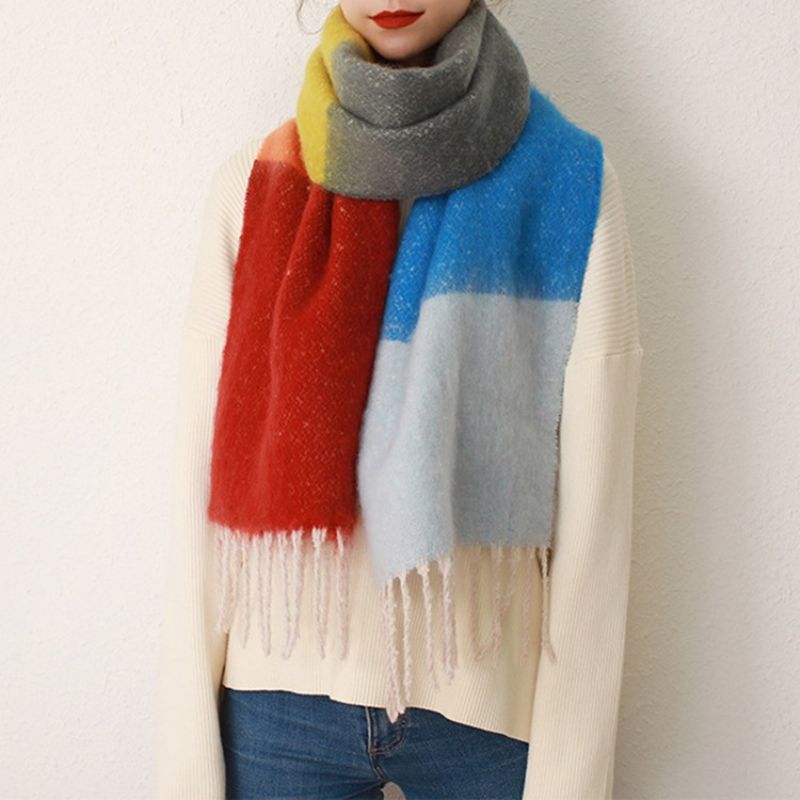 Tassel Ladylike Color Block Huivit