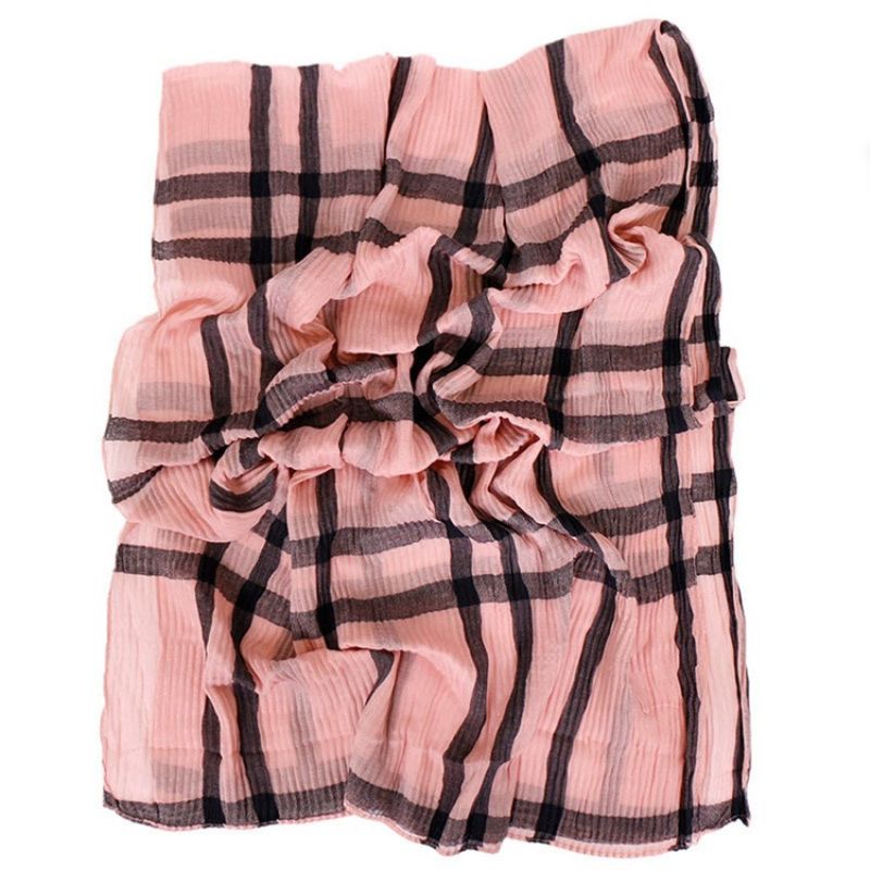 Voile Print Plaid Huivit