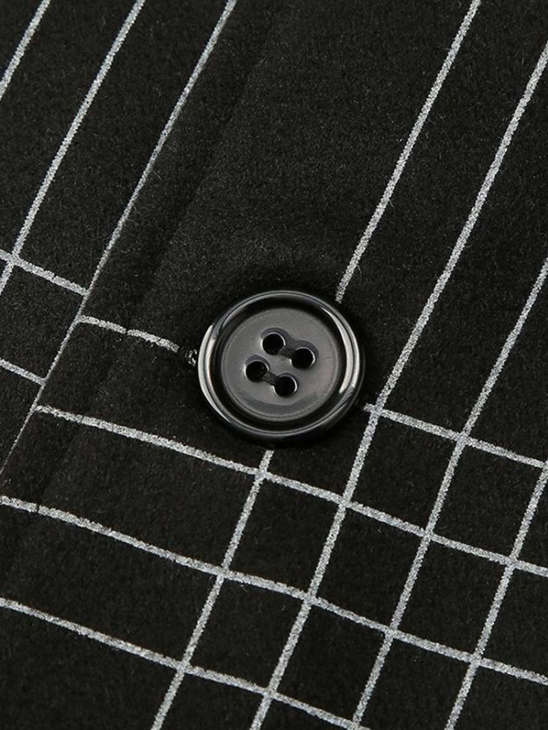 Keskipitkä Lapel-Ruudullinen Korealainen Ohut Takki