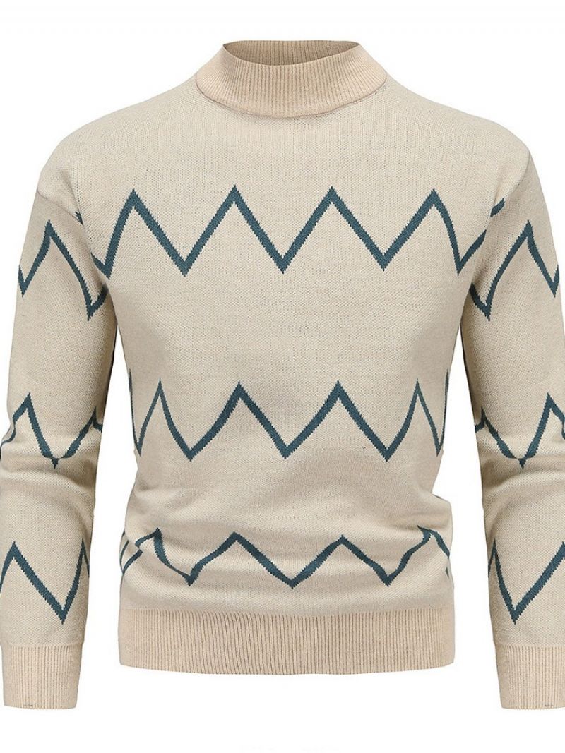 Print Standard Stand Collar Slim Fall Sweater