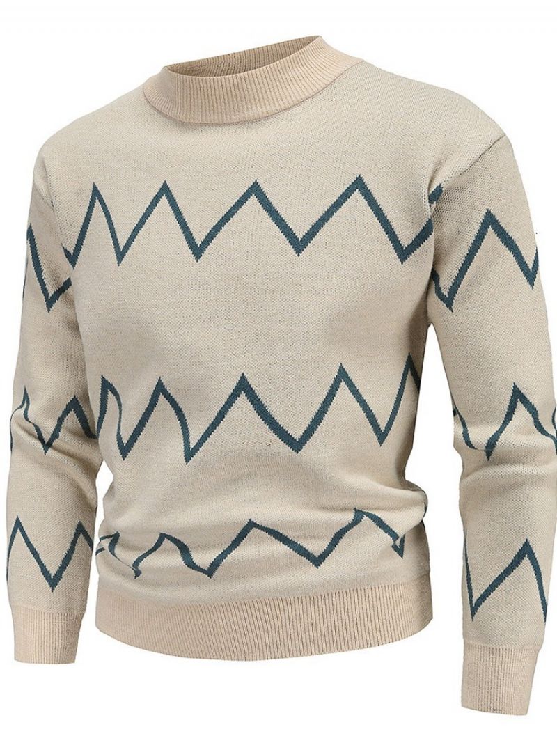 Print Standard Stand Collar Slim Fall Sweater