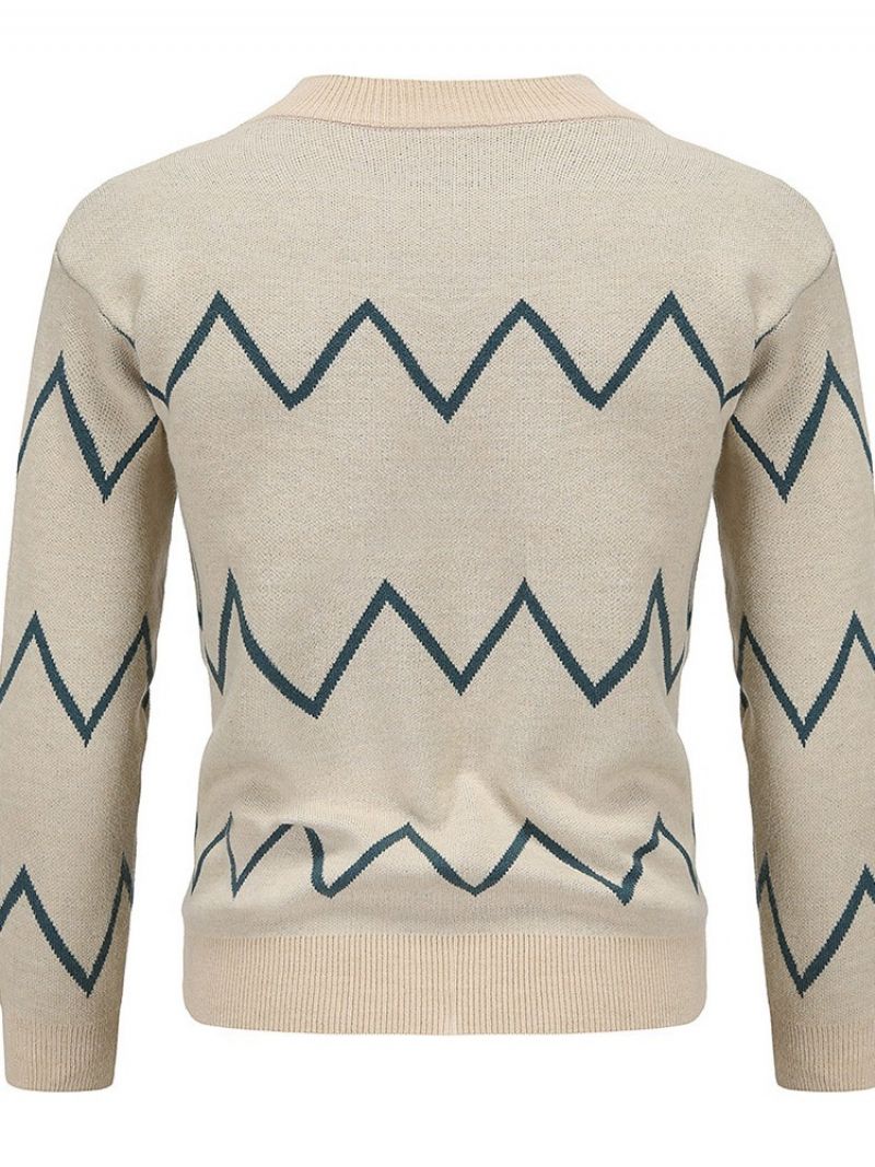 Print Standard Stand Collar Slim Fall Sweater