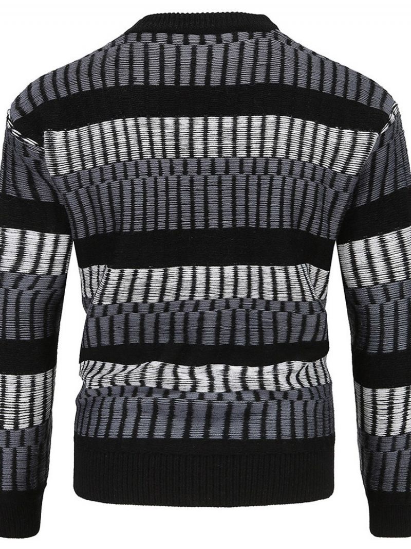 Pyöreäkaula-Aukkoinen Standard Stripe Winter Slim Villapaita