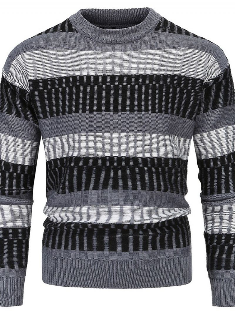 Pyöreäkaula-Aukkoinen Standard Stripe Winter Slim Villapaita