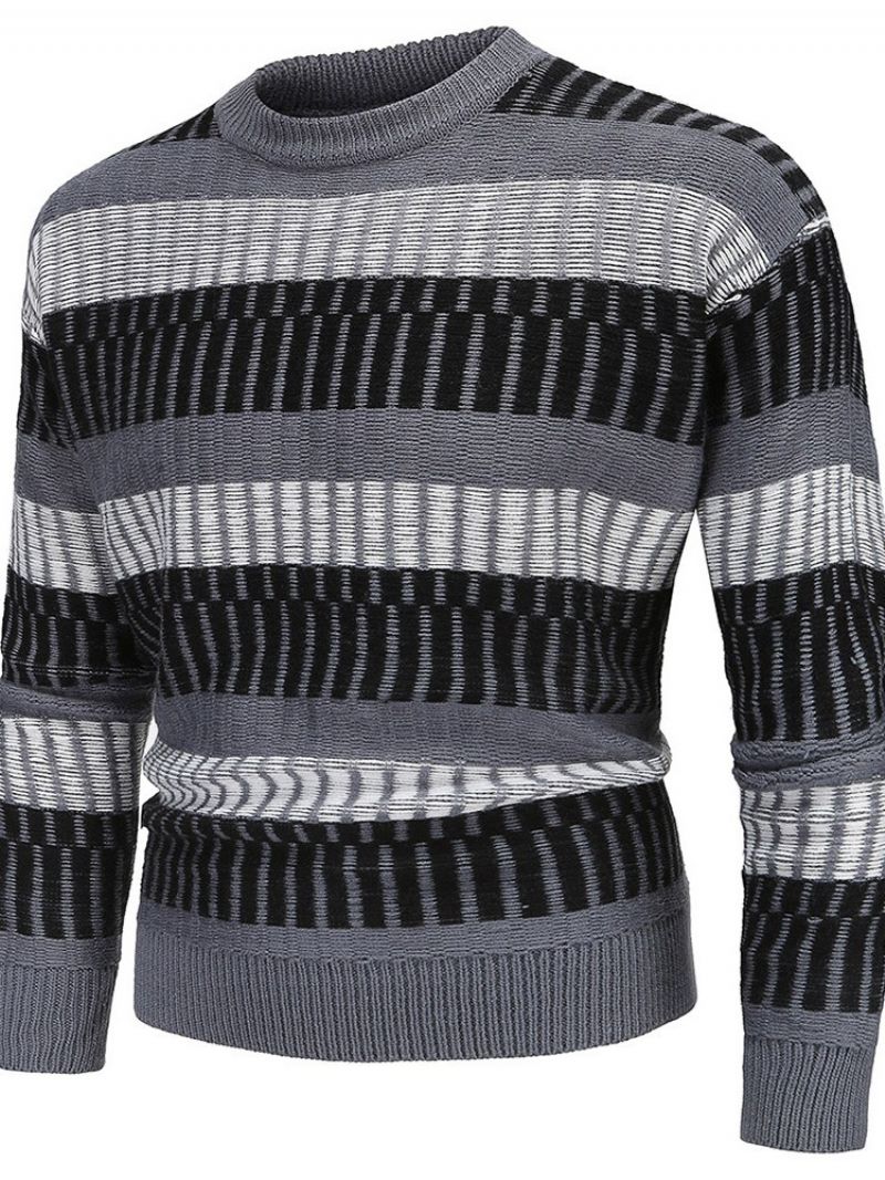 Pyöreäkaula-Aukkoinen Standard Stripe Winter Slim Villapaita