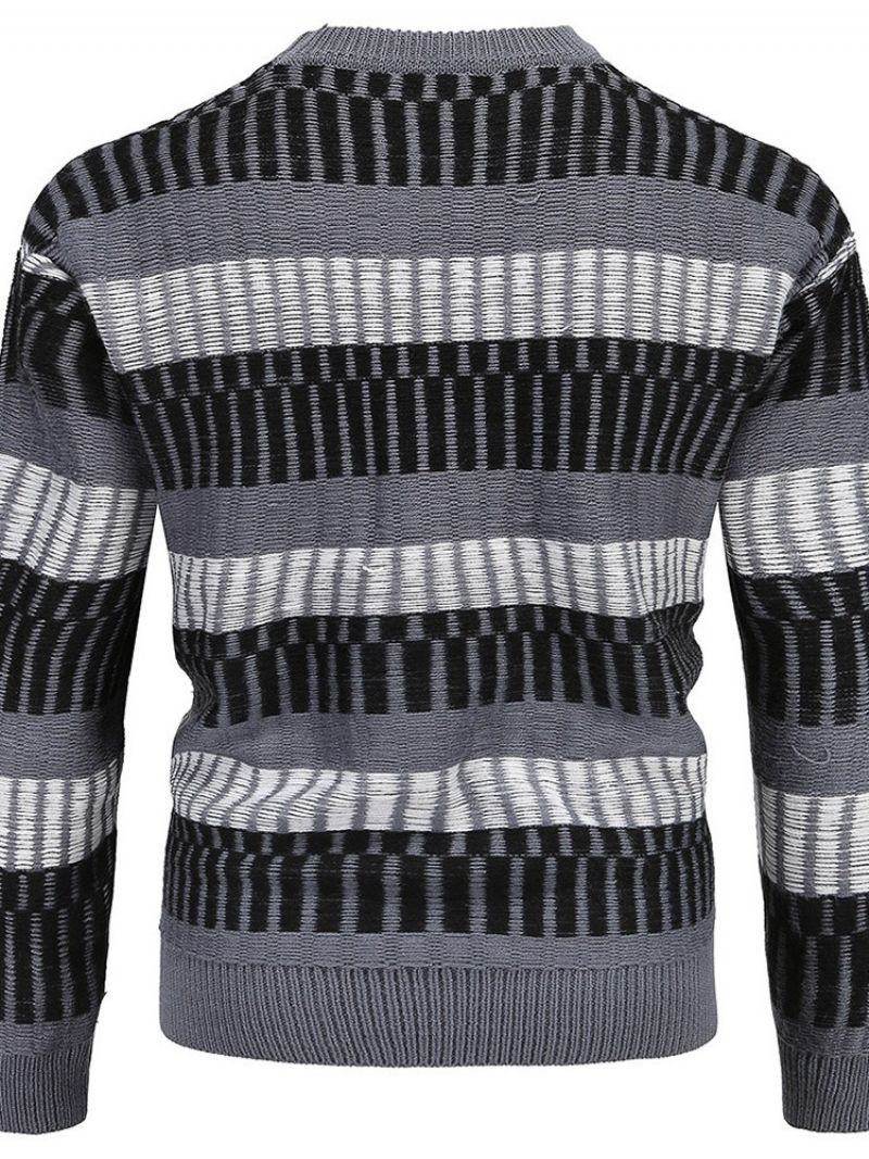 Pyöreäkaula-Aukkoinen Standard Stripe Winter Slim Villapaita