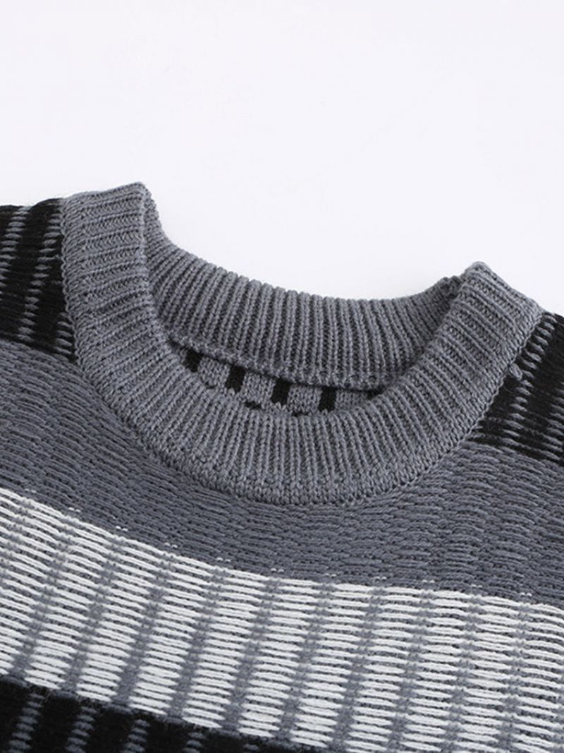 Pyöreäkaula-Aukkoinen Standard Stripe Winter Slim Villapaita