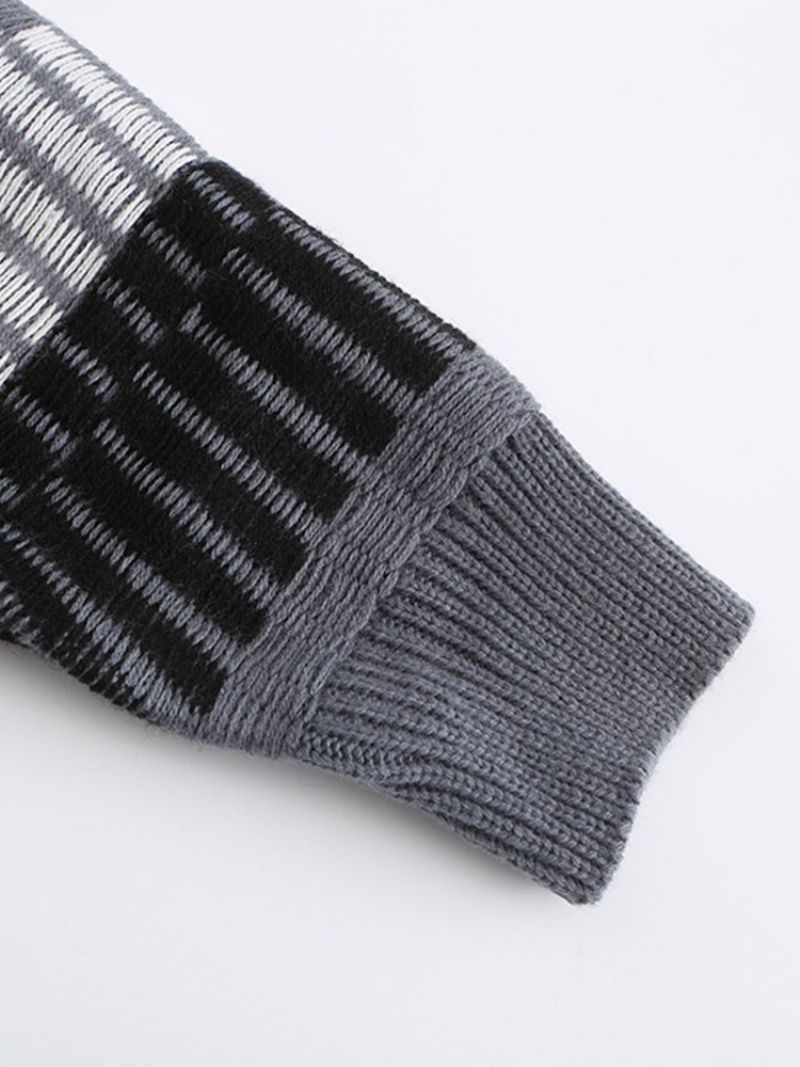 Pyöreäkaula-Aukkoinen Standard Stripe Winter Slim Villapaita