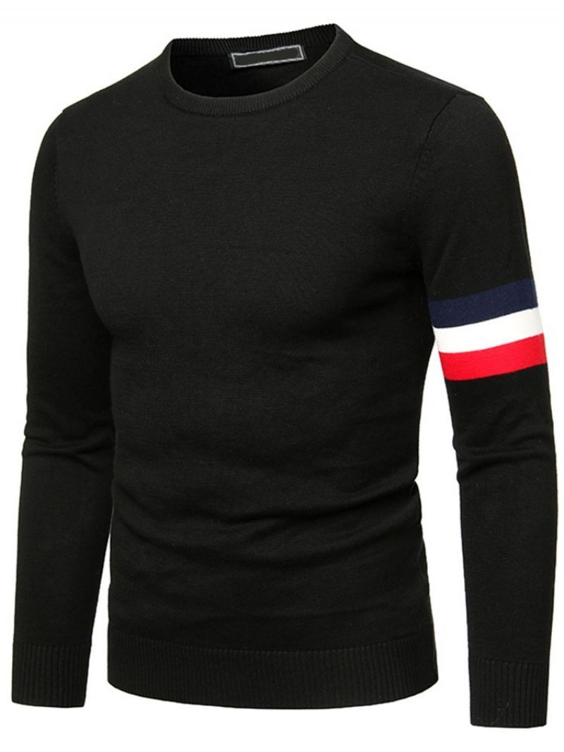 Standard Stripe Pyöreäpääntie Slim Casual Villapaita