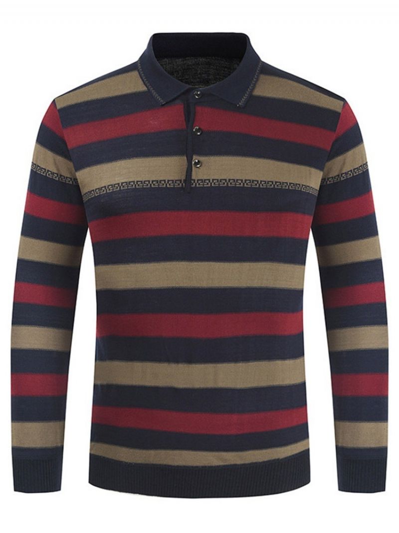 Stripe Polo Neck Standard Eurooppalainen Kevätpusero