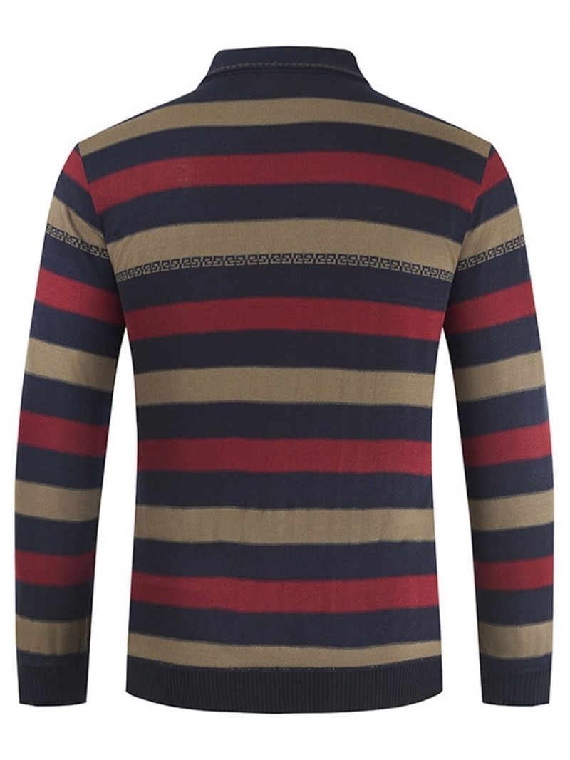 Stripe Polo Neck Standard Eurooppalainen Kevätpusero