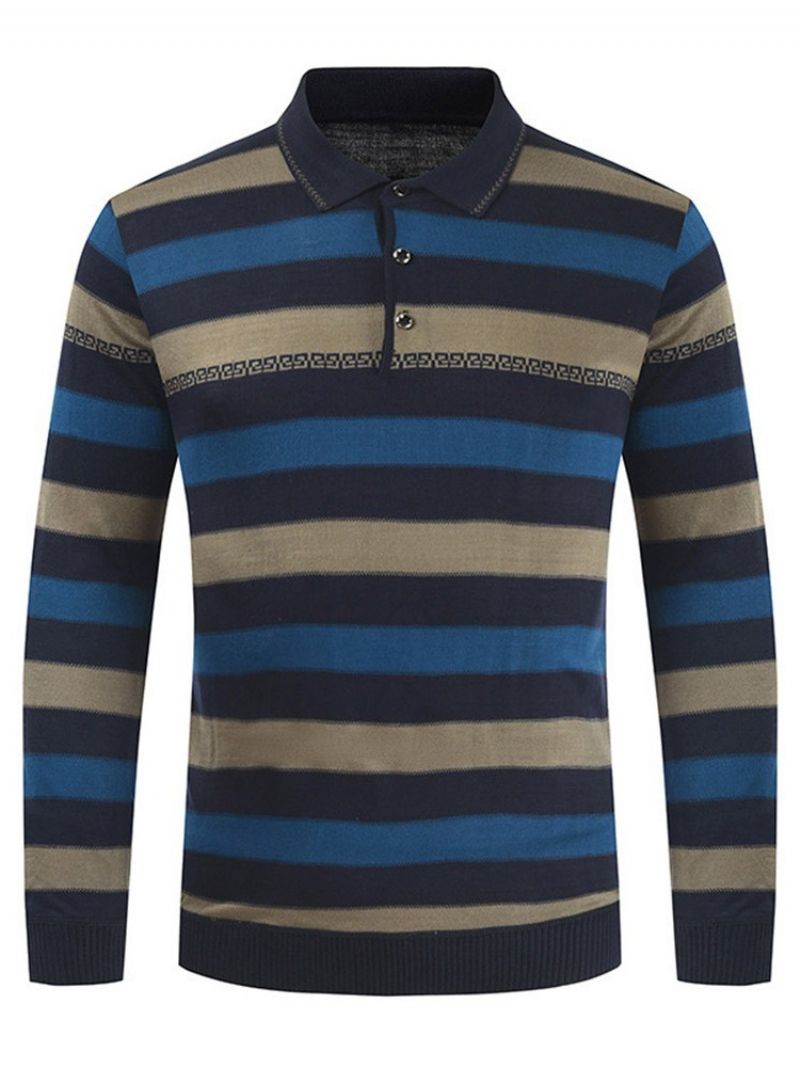 Stripe Polo Neck Standard Eurooppalainen Kevätpusero