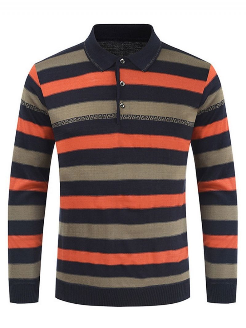 Stripe Polo Neck Standard Eurooppalainen Kevätpusero