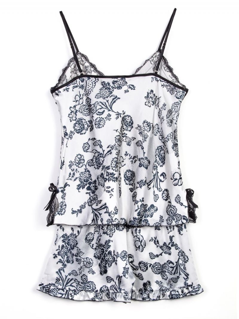 Floral Satin Pyjama Camisole Short Sets Sexy Nightwear