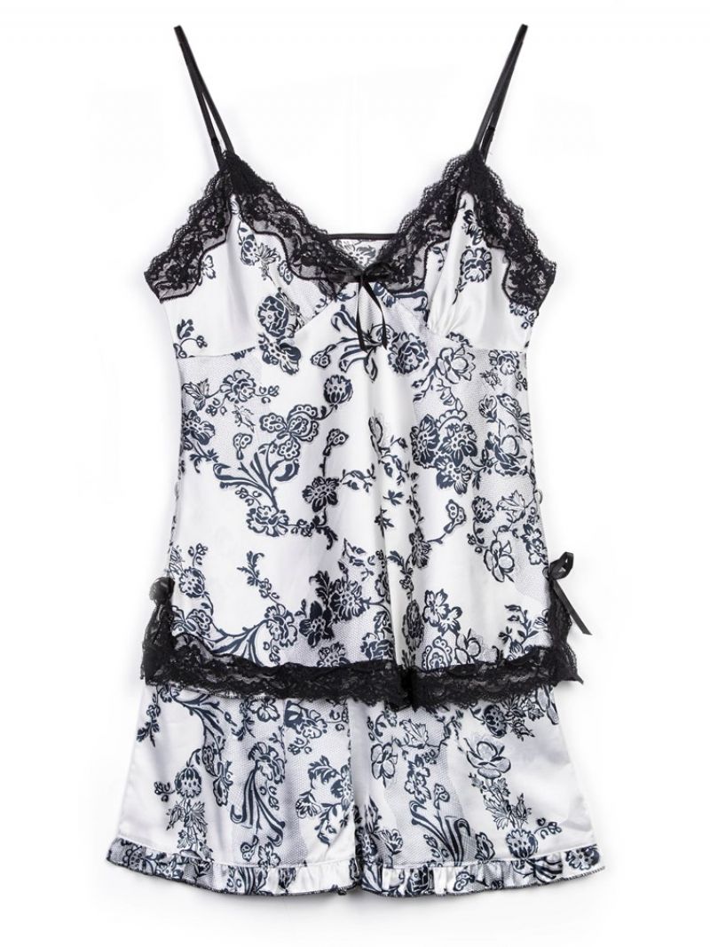 Floral Satin Pyjama Camisole Short Sets Sexy Nightwear