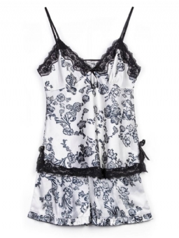 Floral Satin Pyjama Camisole Short Sets Sexy Nightwear