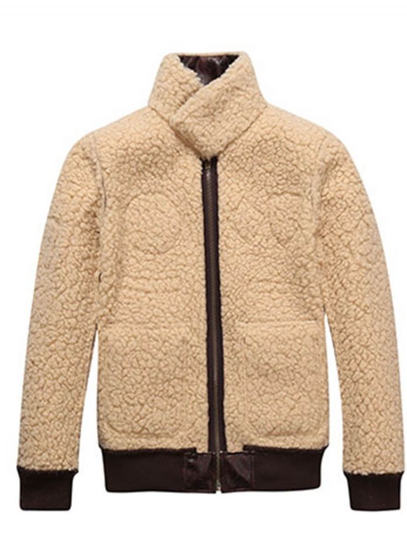 Faux Shearling Thicken Warm Pienikokoinen Miesten Pu-Takki