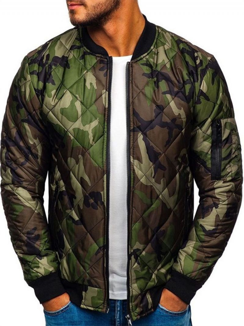 Stand Collar Camouflage Standard Vetoketjullinen Eurooppalainen Miesten Untuvatakki