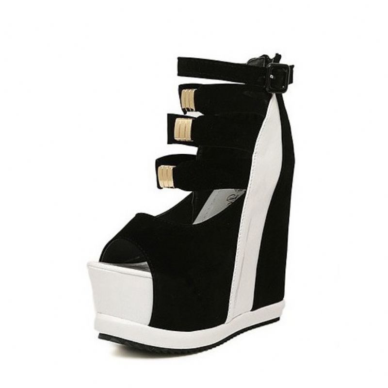 Peep Toe Wedge Heel Solki Platform Naisten Sandaalit