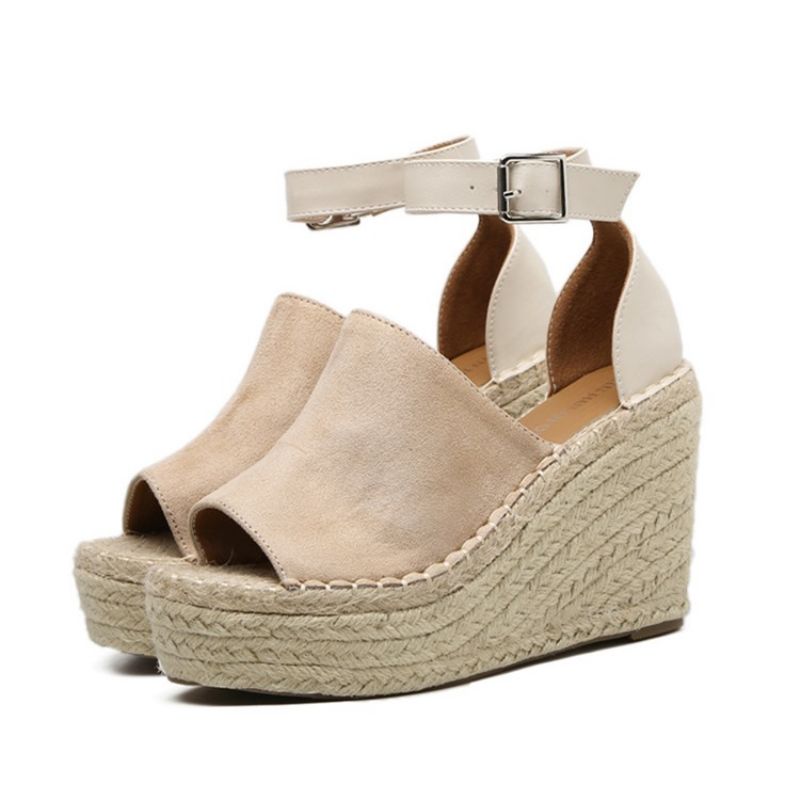 Solki Peep Toe Platform Espadrille Wedge Sandaalit