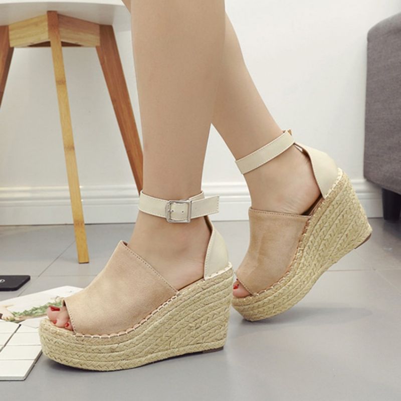 Solki Peep Toe Platform Espadrille Wedge Sandaalit