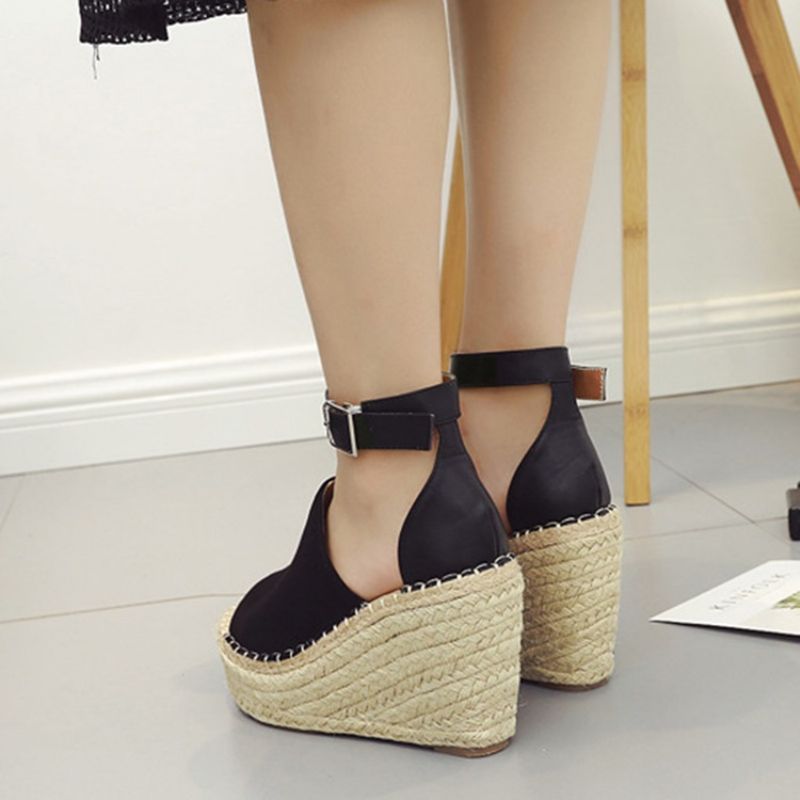 Solki Peep Toe Platform Espadrille Wedge Sandaalit