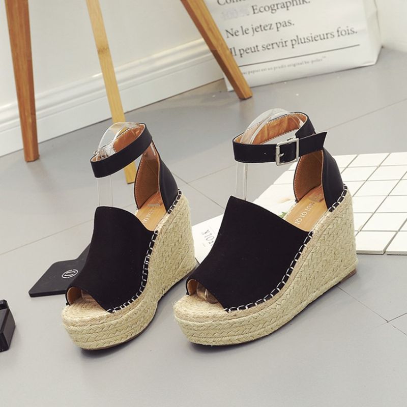 Solki Peep Toe Platform Espadrille Wedge Sandaalit