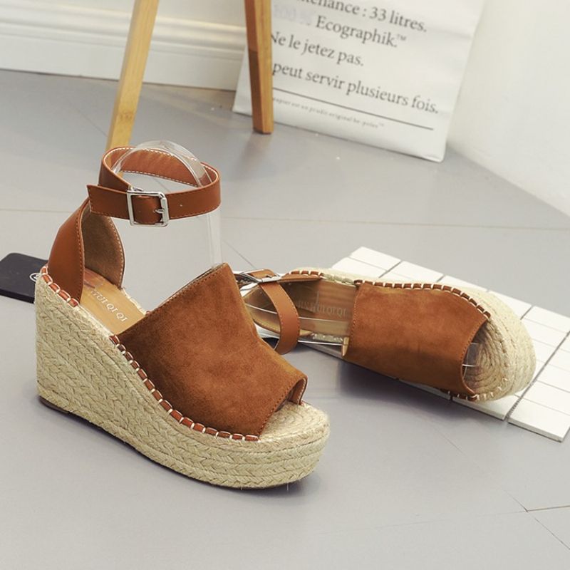 Solki Peep Toe Platform Espadrille Wedge Sandaalit