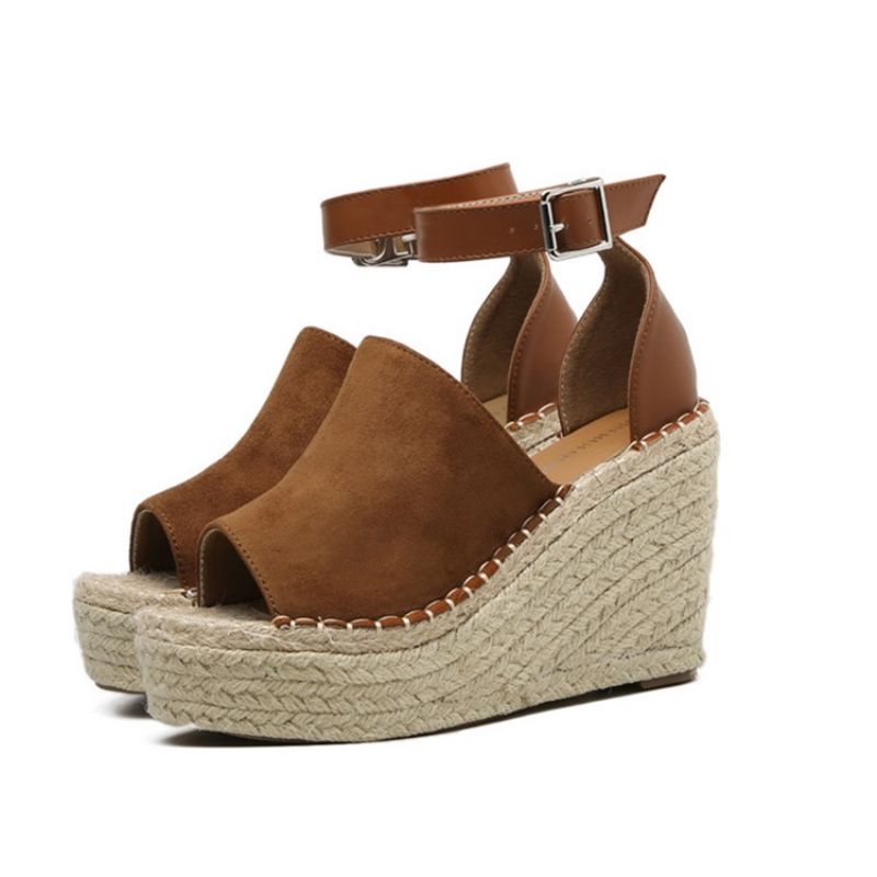 Solki Peep Toe Platform Espadrille Wedge Sandaalit