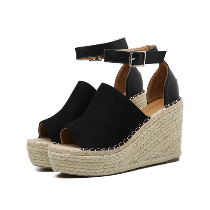 Solki Peep Toe Platform Espadrille Wedge Sandaalit