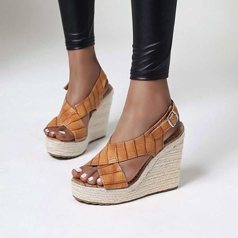 Solki Wedge Heel Open Toe Plain Platform Sandaalit