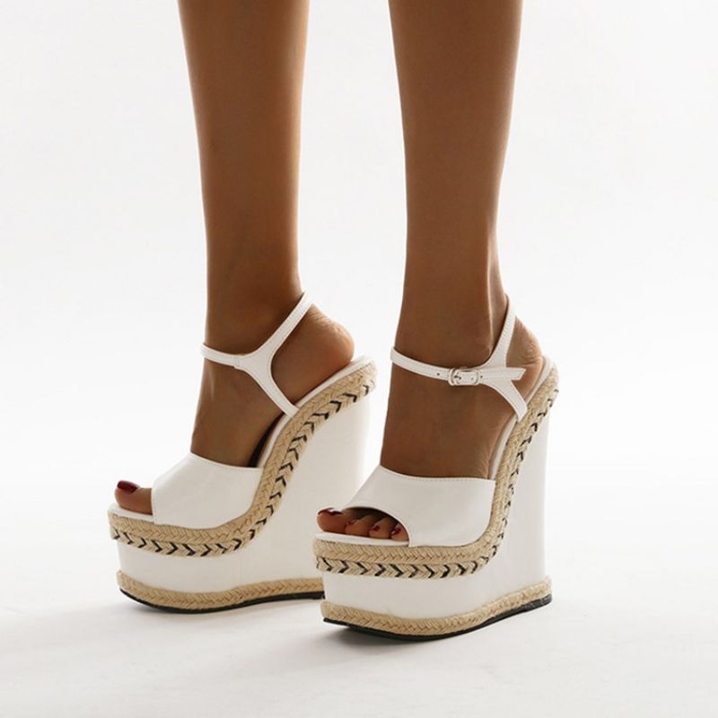 Wedge Heel Buckle Open Toe Buckle Naisten Sandaalit