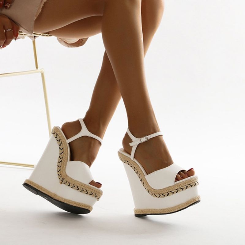 Wedge Heel Buckle Open Toe Buckle Naisten Sandaalit