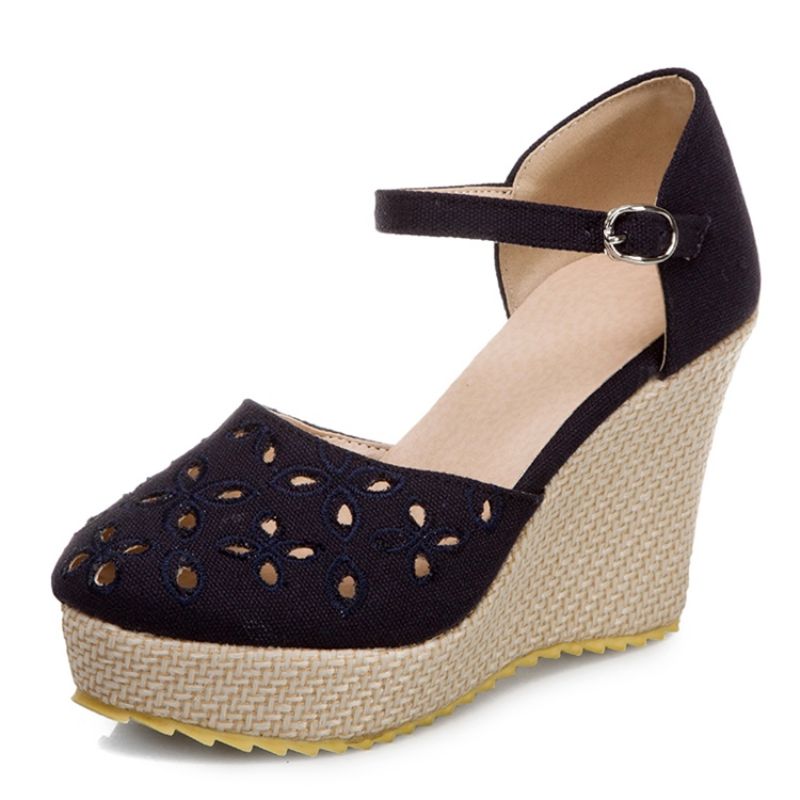 Wedge Heel Closed Toe Heel Covering Platform Sandaalit