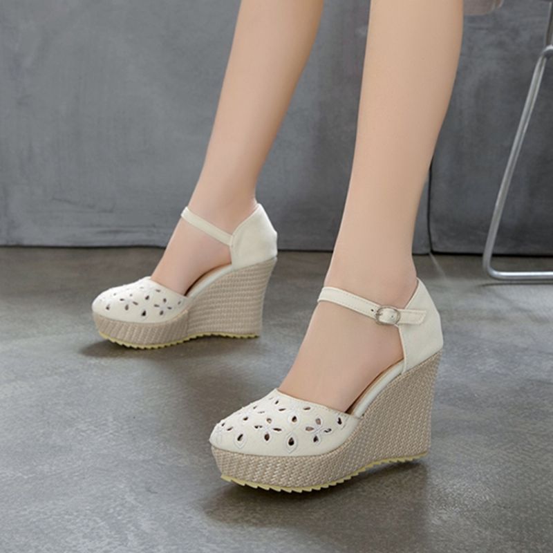 Wedge Heel Closed Toe Heel Covering Platform Sandaalit