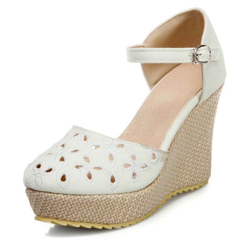 Wedge Heel Closed Toe Heel Covering Platform Sandaalit