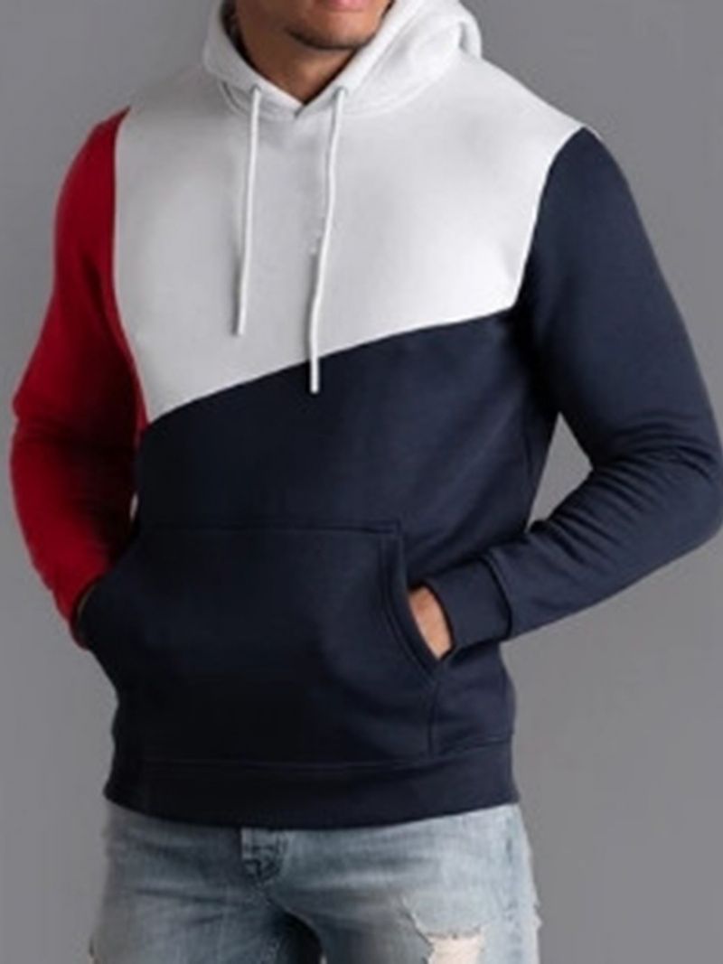 Color Block Thick Fall Pullover Miesten Hupparit