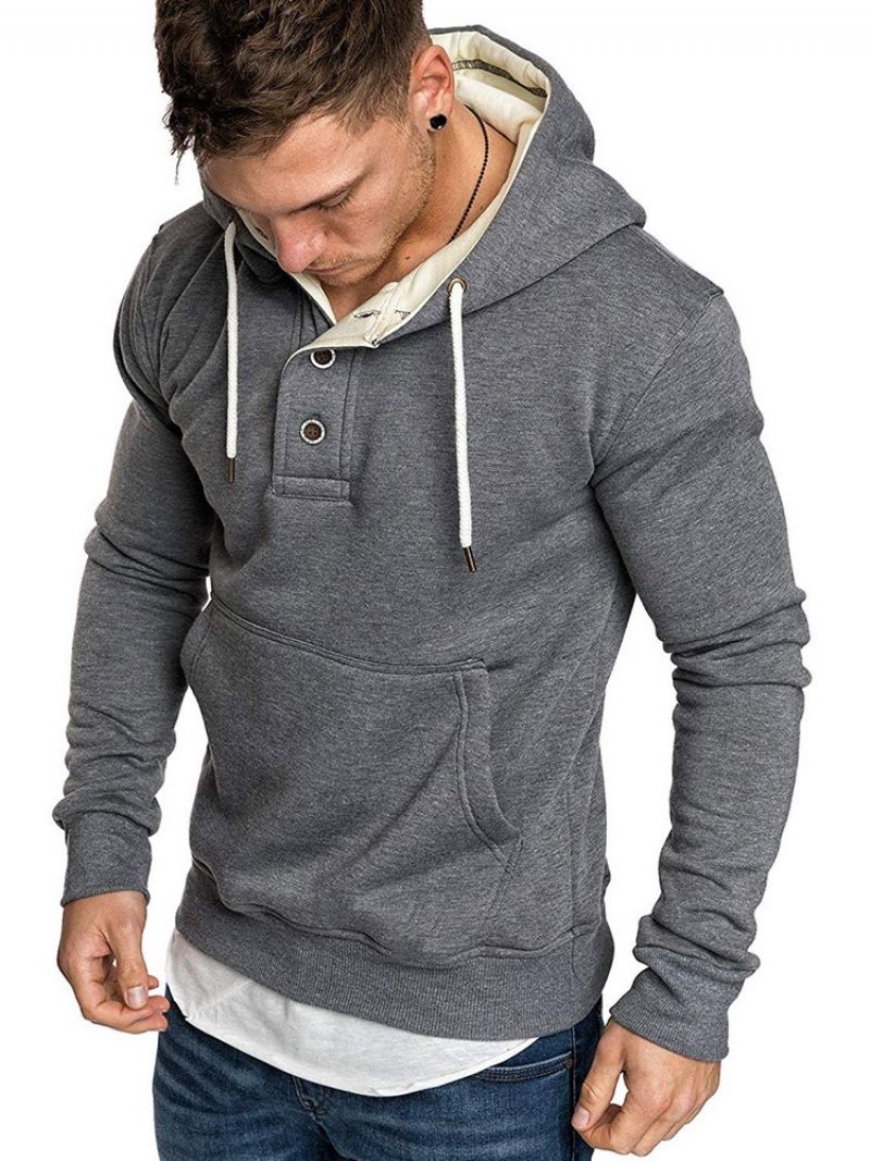 Fleece Plain Pullover Miesten Vapaa-Ajan Hupparit