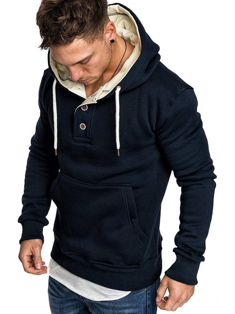 Fleece Plain Pullover Miesten Vapaa-Ajan Hupparit