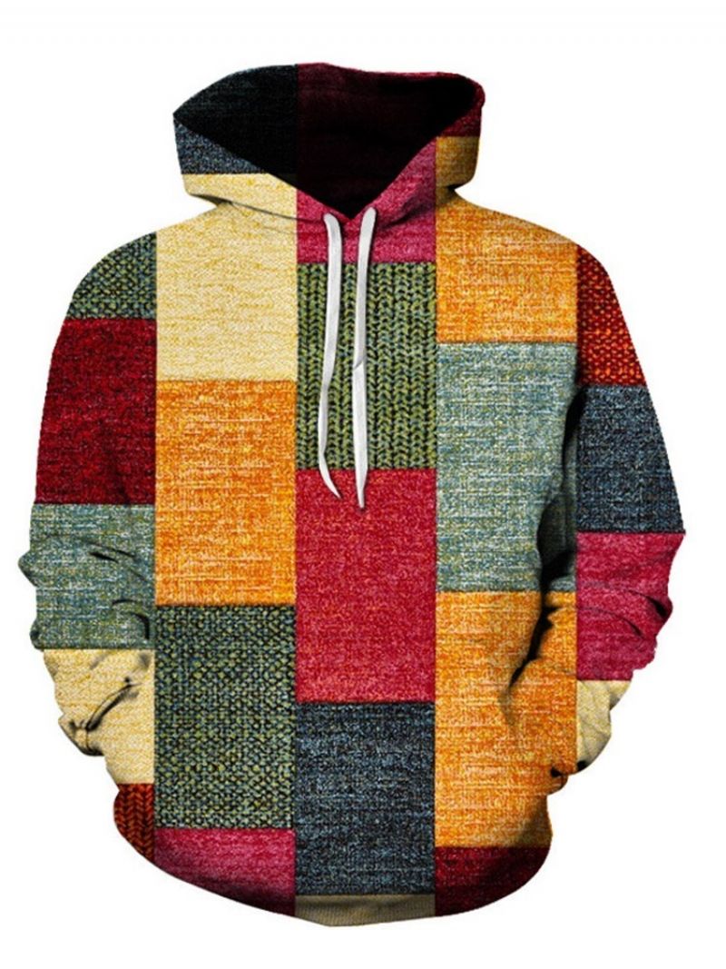 Pullover Color Block Patchwork Muoti Villapaita Löysät Hupparit