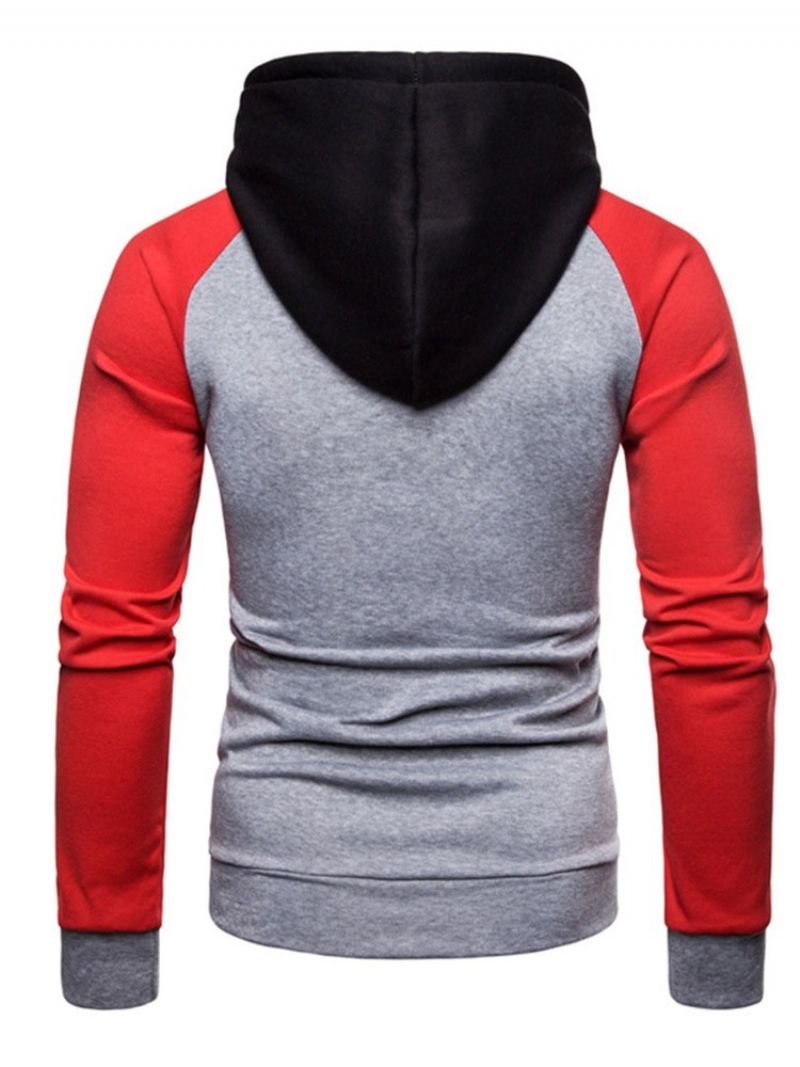 Pullover Color Block Pocket Hooded Slim Miesten Hupparit