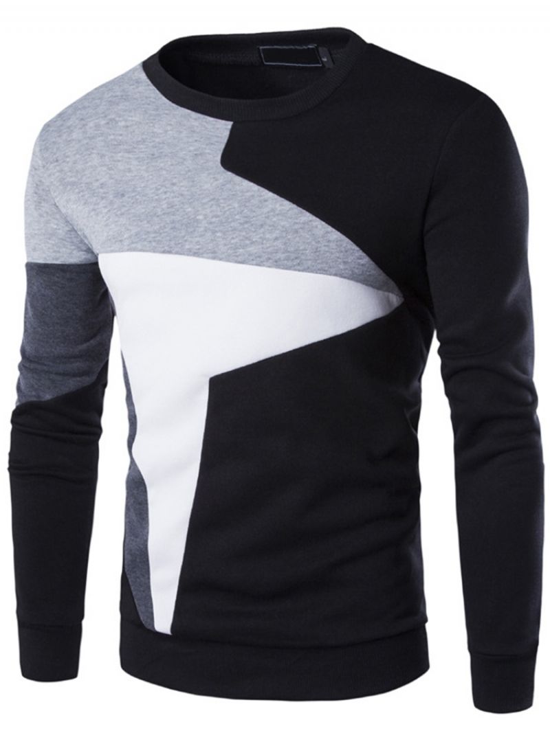 Pullover Patchwork Color Block Slim Miesten Neulehupparit