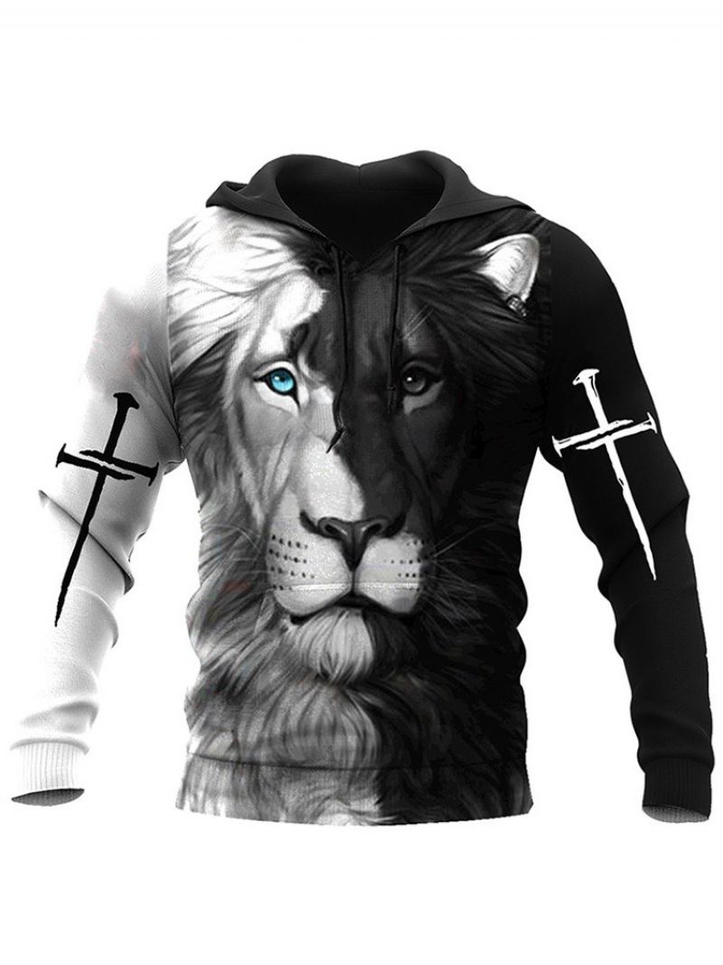 Viking Style Print Pullover Lion Slim Pullover Hupparit