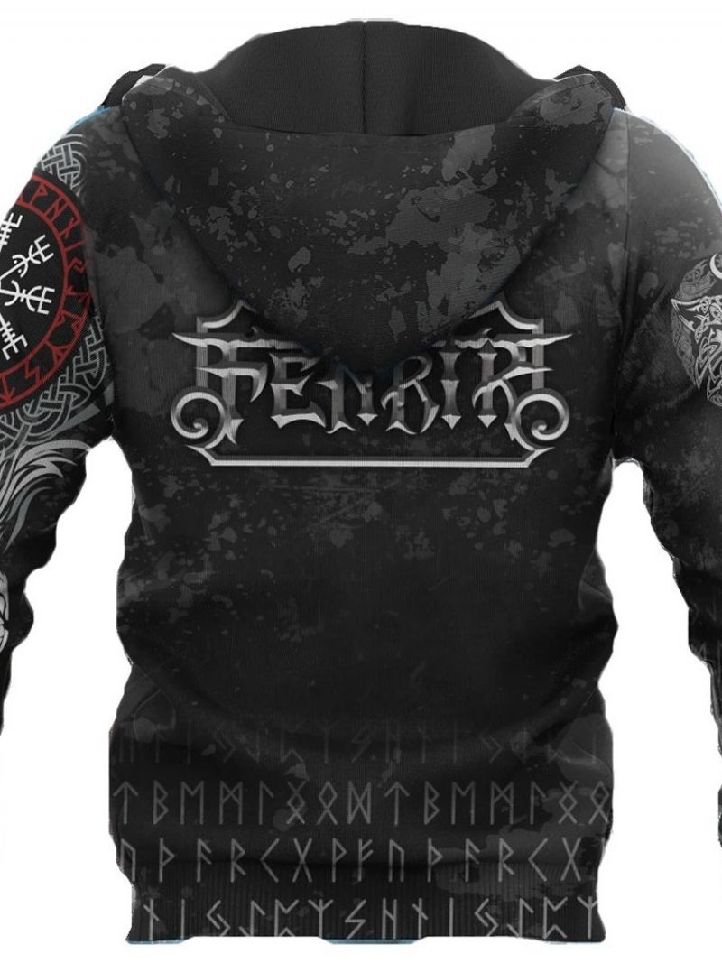 Viking Style Pullover Print Spring Slim Hupparit