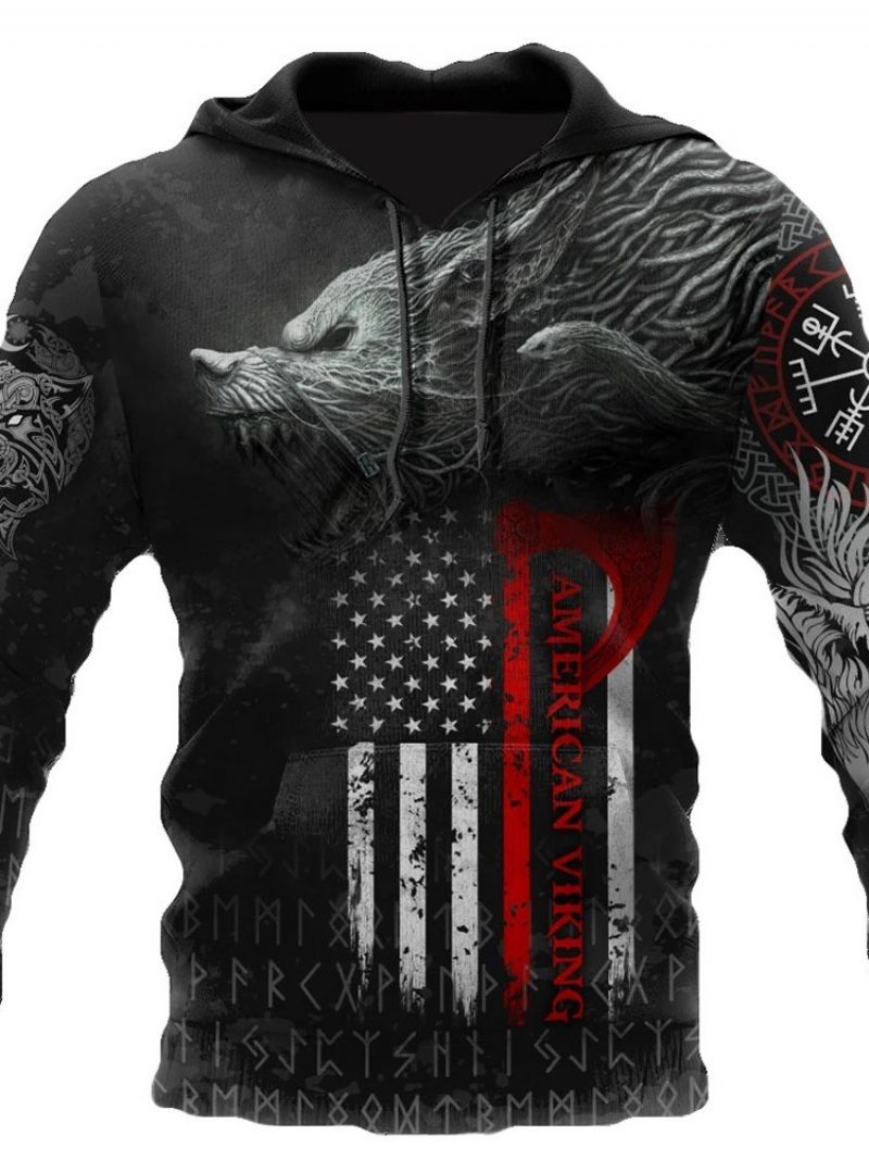 Viking Style Pullover Print Spring Slim Hupparit