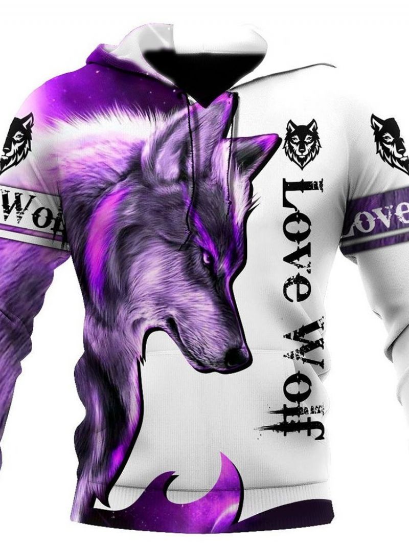 Wolf Print Pullover Slim Pullover Hupparit