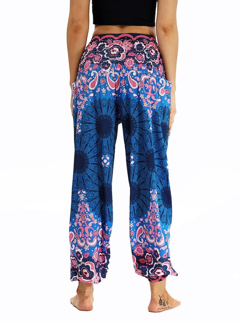 Boho Print Elastinen Vyötärö Yoga Harem Jogger Housut