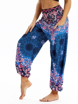 Boho Print Elastinen Vyötärö Yoga Harem Jogger Housut