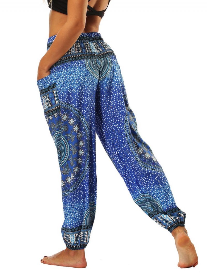 Boho Print Geometric Yoga Harem Jogger Housut